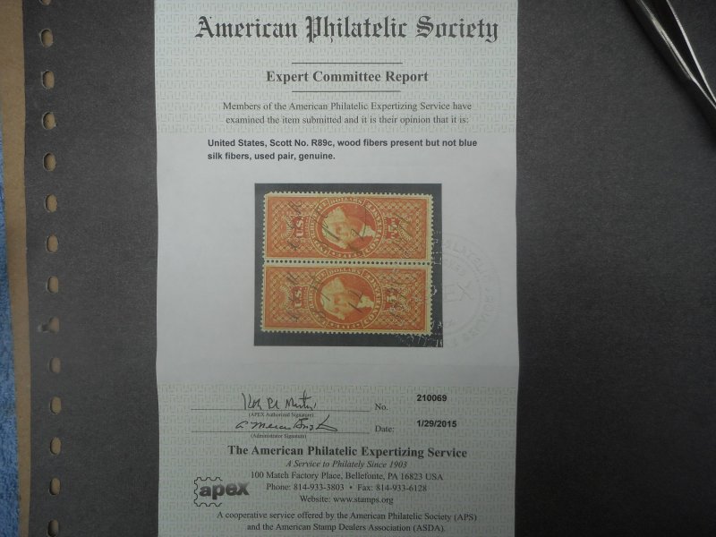 # R 89c VF Used Pair APEX Cert