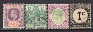 British Honduras 1906-1923, 4 Stamps(3 Used) Including GV $2 CV$170