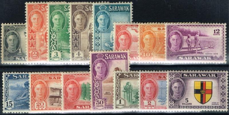 Sarawak 1950 set of 15 SG171-185 Fine Lightly Mtd Mint