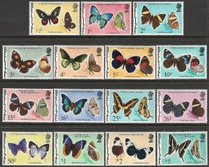 EDSROOM-13428 Belize 345-59 LH 1974 Complete to $5 Butterflies CV$52.50