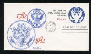US U602 20 cent Envelope Great Seal UA Tudor House cachet FDC