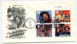 2775-78 Country & Western Singers, booklet pane, split on one Artcraft  FDC