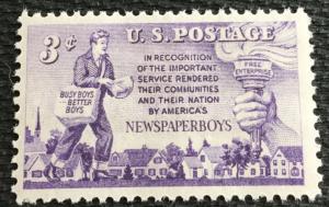 US #1015 MNH Single Newspaper Boys SCV $.25 L4