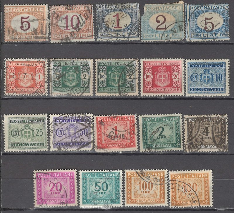 COLLECTION LOT OF #1118 ITALY 19 POSTAGE DUE STAMPS  CLEARANCE CV=$51