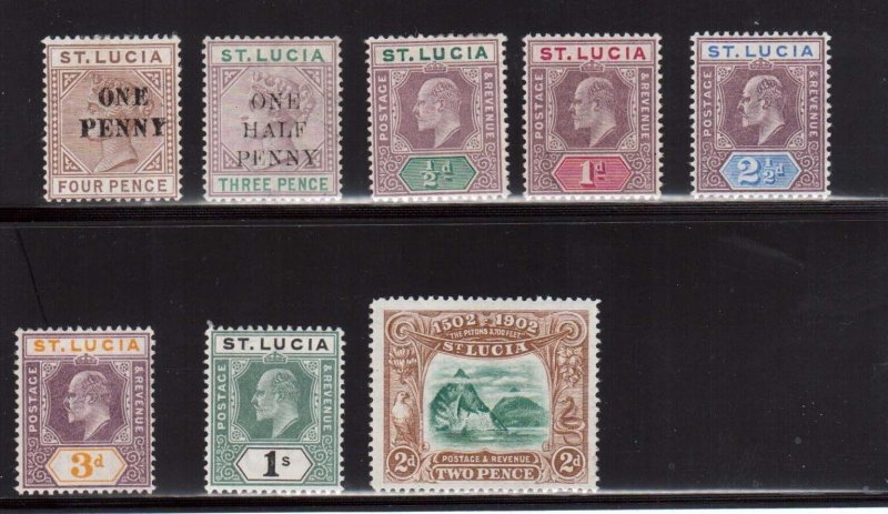 St Lucia #40 #42 #43 - #49 VF Mint Set