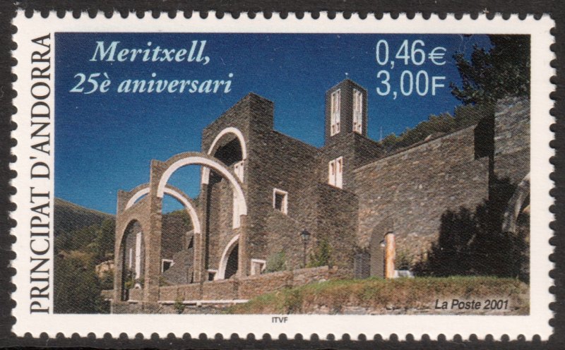 Andorra (French) #542  MNH - Chapel of Virgin of Meritxell (2001)