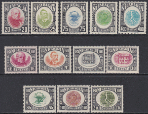 Nicaragua #730-34, C309-15 F-VF Mint Hinged * UPU 1949