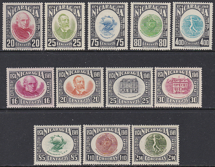 Nicaragua #730-34, C309-15 F-VF Mint Hinged * UPU 1949