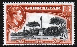 Gibraltar KGVI 1938 2/- 2s Black Brown SG128 Mint Lightly Hinged