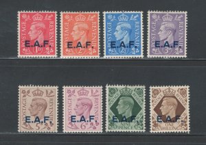 Great Britain Offices East Africa Forces 1943 Overprints Scott # 1 - 8 MH