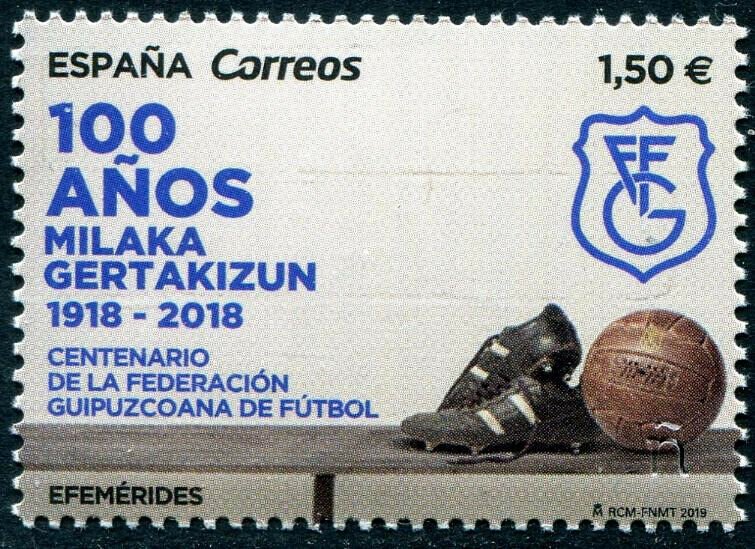 HERRICKSTAMP NEW ISSUES SPAIN Sc.# 4344 Gipuzkoa Soccer Federation