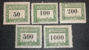 Lajtabánság (Leitha Banat) 1921 Postage Due PORTÓ Set 50–1000f MH Scarce