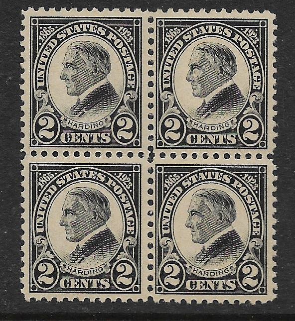 US 610 MINT HINGED,  WARREN HARDING BLOCK OF 4