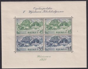 Sc# B29C Poland 1938 Stage Coach & Wayside Inn perf S/S MNH CV $195.00
