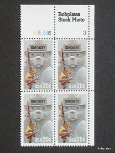 BOBPLATES #2096 Smokey Bear Plate Block F-VF MNH~See Details for #s/Pos DCV=$20