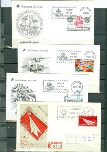 SPAIN LOT of (4) FDC incl.  (1) REGISTERED...CACHETS