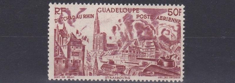 FRENCH COLONIES GUADELOUPE  1946  50F  PURPLE BROWN     MH    