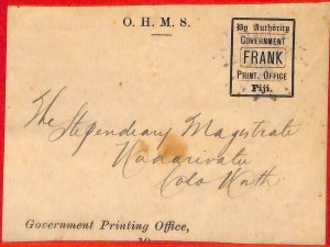 aa2331 - FIJI  - Postal History -   STATIONERY Cover OHMS Printing Office 1890's