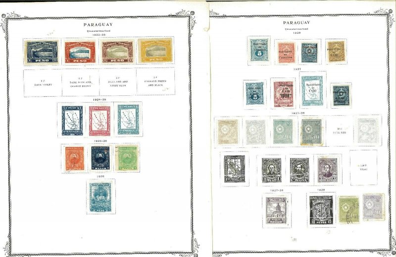 Paraguay 1907-1945 M & U on a MIx of Remaindered Pages. Mpstly Airmails.