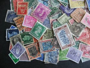 Worldwide perfins, 200 from various countries. Duplicates?, mixed condition.