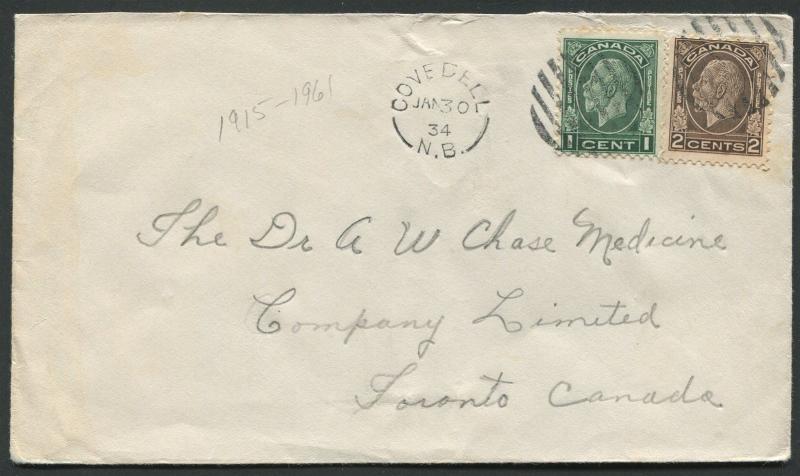 NEW BRUNSWICK SPLIT RING TOWN CANCEL COVER COVEDELL