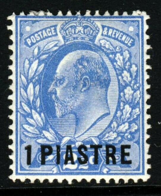 BRITISH LEVANT KE VII 1912 1 Piastre Surcharge on 2½d. Bright Blue SG 27 MINT