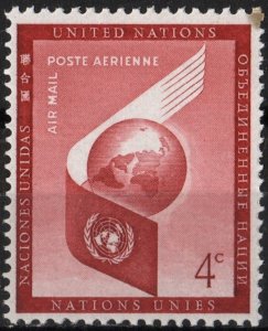 SC#C5 4¢ United Nations: World and UN Symbol Airmail (1957) MNH*