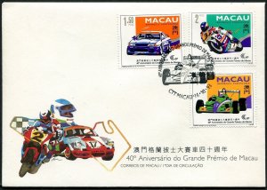 Macao 715-717,FDC. Mi 743-745. Macao Grand Prix,40th Ann.1993. Cars,motorcycles.