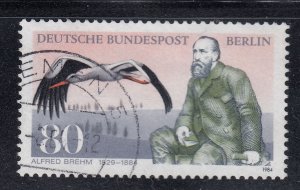 Berlin 1984 Sc#9N495 Mi#722 Alfred Edmund Brehm (1829-1884), White Stork used