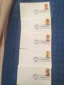 5 FDCs Indian Dancers uncacheted ready to paint