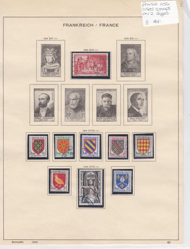 France 1954 Used Stamps On 2 Pages Ref: R6486