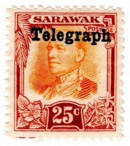 (I.B) Sarawak Telegraphs : Overprint 25c