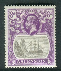 ASCENSION-1924-33 8d Grey Black & Bright Violet TORN FLAG. A lightly mounted