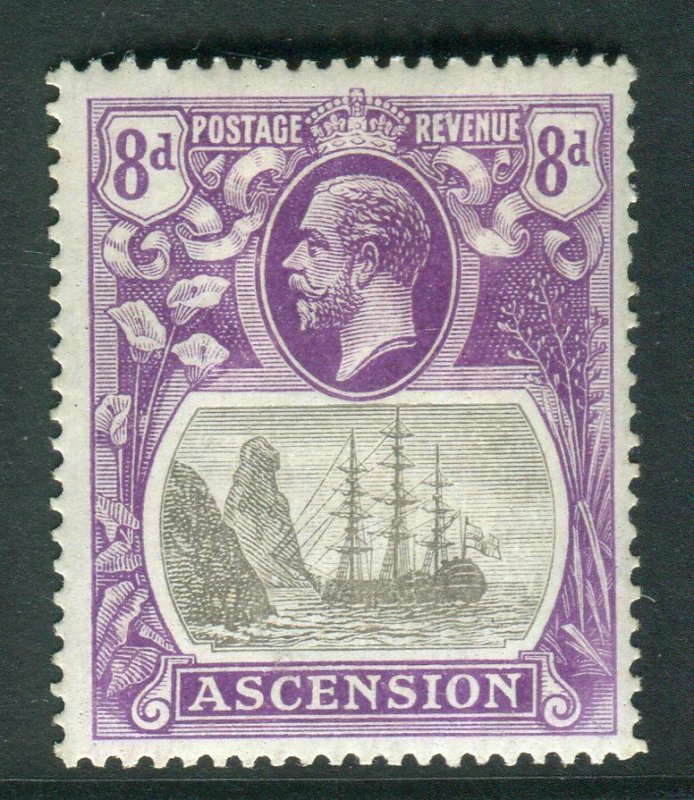 ASCENSION-1924-33 8d Grey Black & Bright Violet TORN FLAG. A lightly mounted