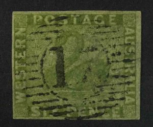 MOMEN: WESTERN AUSTRALIA SG #28 1861 IMPERF USED VF £400 LOT #63851