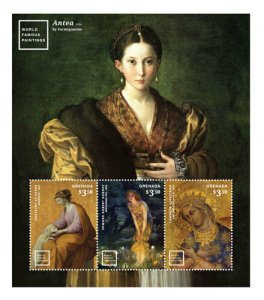 Grenada 2014 - World Famous Paintings Stamp- Sheet of 3 MNH