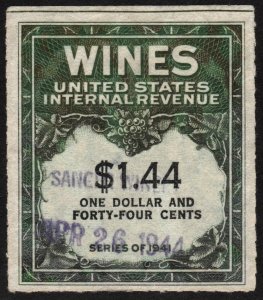 RE147 $1.44 Wine Revenue Stamp (1942) Used