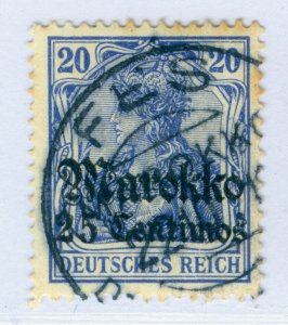 German Colonies - MOROCCO 1911 25c /20pf blue Sc# 48  FES DP cancel