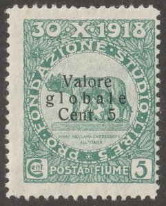 Fiume, stamp, Scott#73,  mint, hinged,  5, cents, green