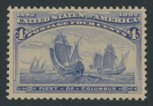 USA 233 - 4 cent Columbian - F/VF Mint very light hinged - Cat $55.00