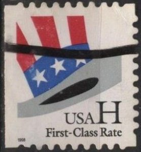 US 3267 (used on paper) (33¢) H booklet stamp, die cut 9.9 (1998)