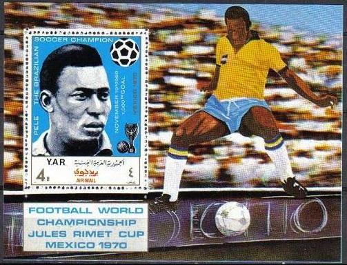 1970 Yemen YAR 1106/B124 1970 World championship on football of Mexico 15,00 €