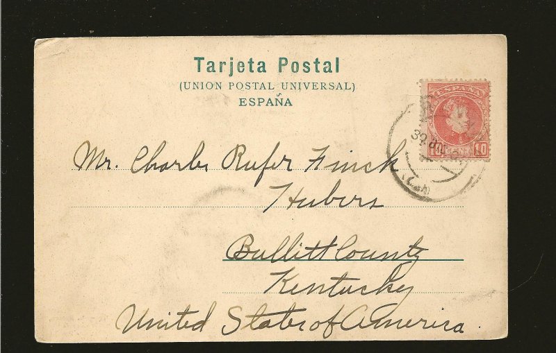 Spain 274 on PM 1904 to USA Postcard Used