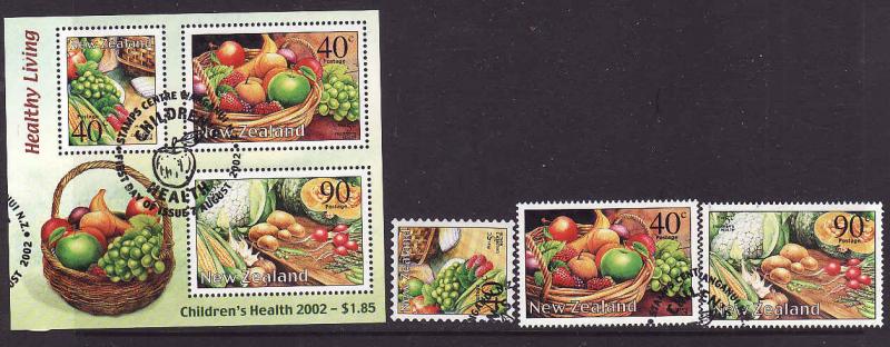 New Zealand-Scott#B169-72a-used set & sheet-Fruits & Vegetab