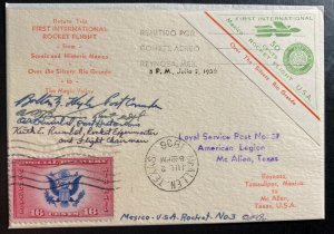 1936 Reynosa Tamps Mexico First Rocket Flight cover To McAllen USA Signed #3