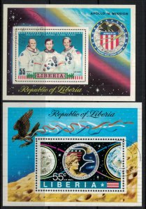 Liberia #C193,C196  CV $5.00  Apollo 16 & 17 Souvenir sheets