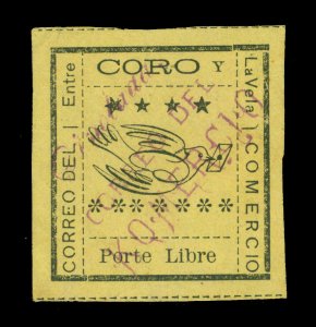 VENEZUELA 1889  Local Post Coro Y La Vela Comercio - Dove Porte Livre yellow