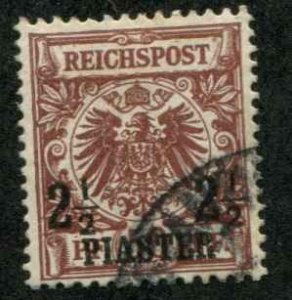 German Offices Turkey SC# 12 2-1/2pi on 50pf o/p on Germany used choc brn