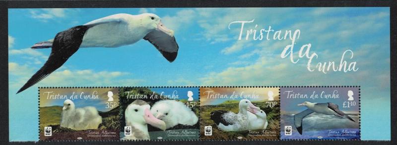 Tristan da Cunha WWF Albatross Bird Top strip of 4v SG#1063-1066