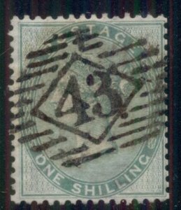 GREAT BRITAIN #42 1sh green, used w/bold 43 cancel, VF, Scott $210.00